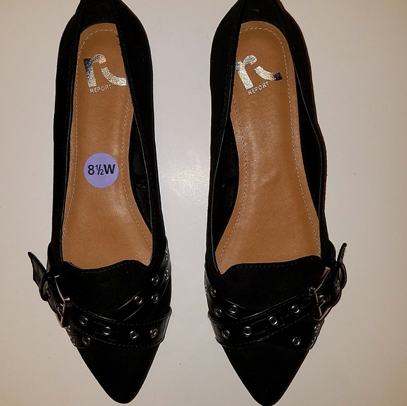 Report flats, blk, 8.5W, accent leather like belt - Picture 2 of 4